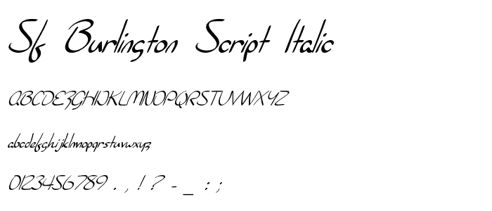 SF Burlington Script Italic font